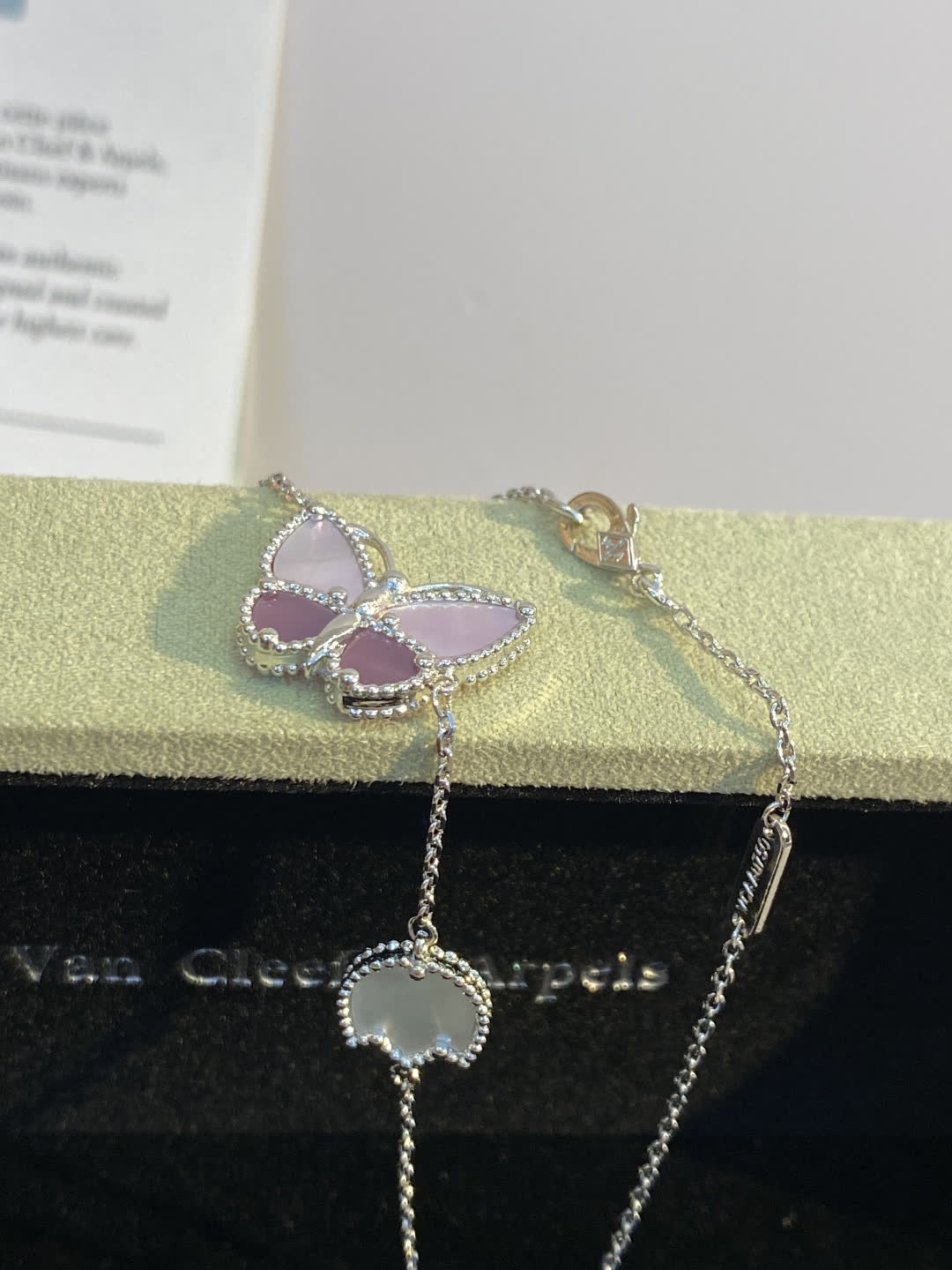 Van Cleef & Arpels Alhambra Opaline Silver Necklace
